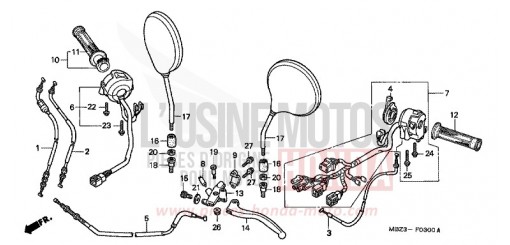 LEVIER DE GUIDON/COMMUTATEUR/ CABLE (1) CB600FX de 1999